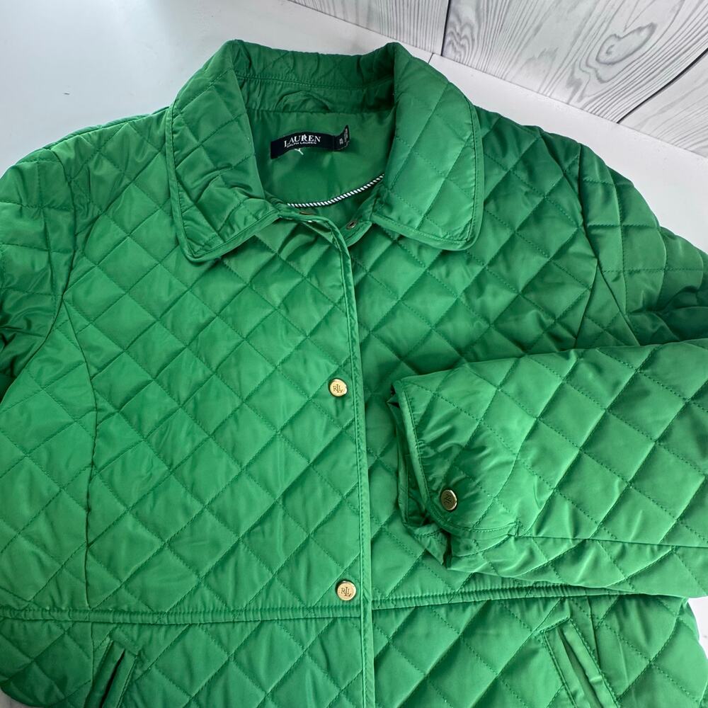 Lauren Ralph Lauren Women’s XL Green Quilted Jacket Coat Equestrian Preppy